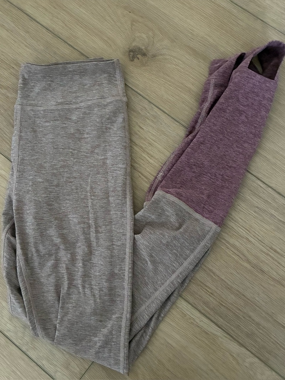 Outdoor Voices Two-Tone Heather Leggings in Gray & Purple